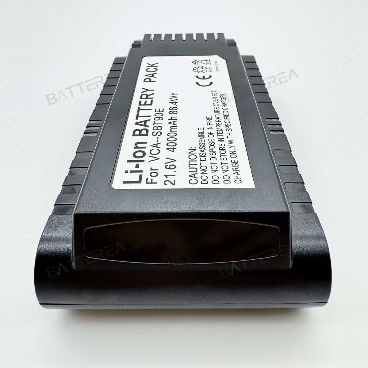 21.6v vca sbta60 for samsung jet 60jet 60 pet,jet 60 flex,jet70 vs15t7032p4 cordless stick vacuum cleaners, battery for vca sbta60 vca sbt90eb side