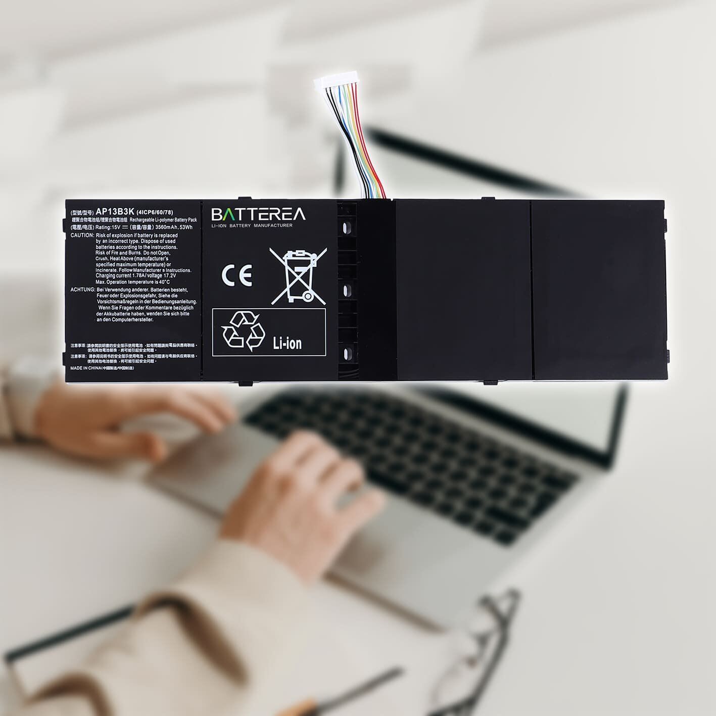Wholesale laptop battery replacement for Acer Aspire V5-552 V5-552P V5-572 V5-573 V5-573G V7-581 R7-571 R7-571G replace for AP13B3K 15V 3560mAh 53Wh Li-polymer battery - Image 2